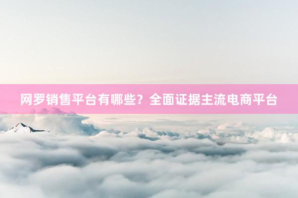 网罗销售平台有哪些？全面证据主流电商平台
